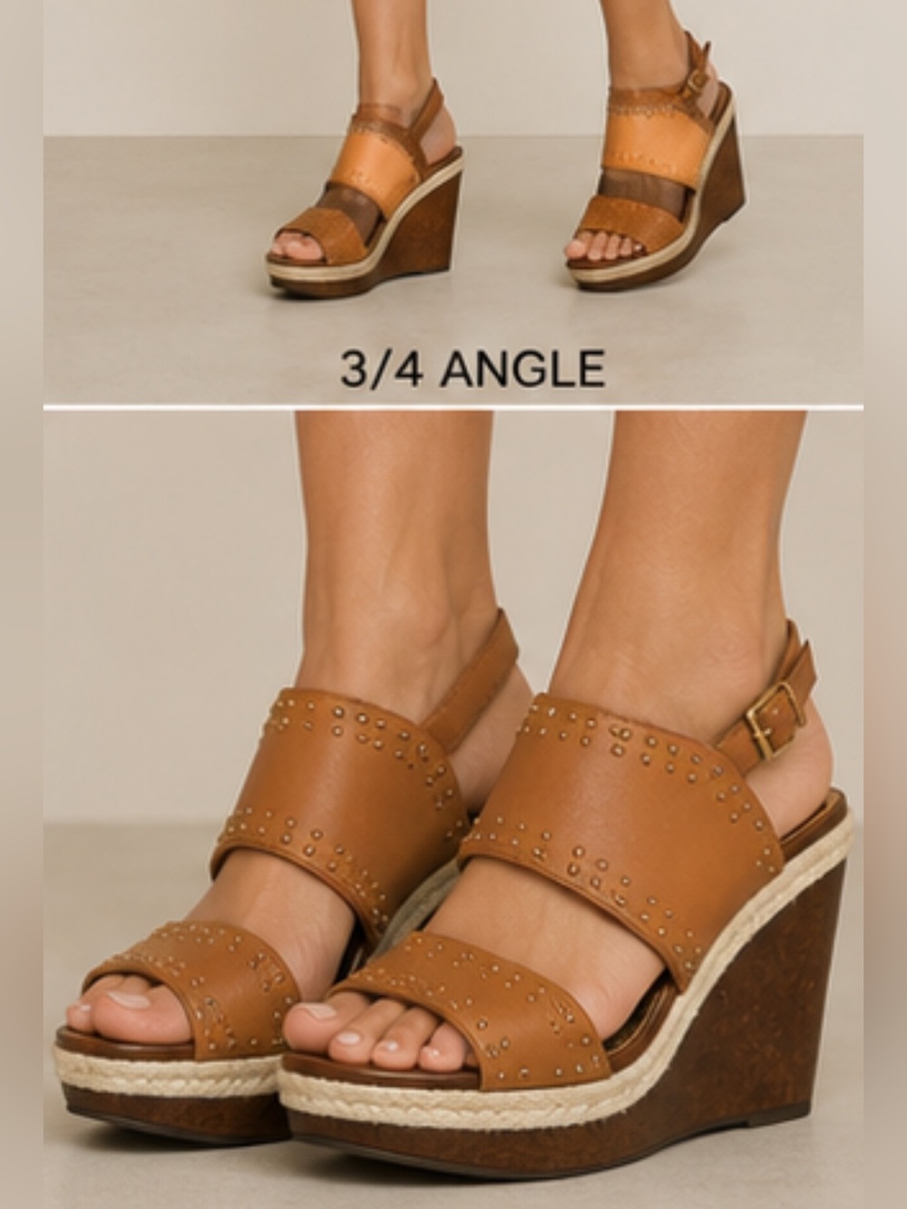 Jessica Simpson Women’s Tan Studded Wedge Sandals NWOT